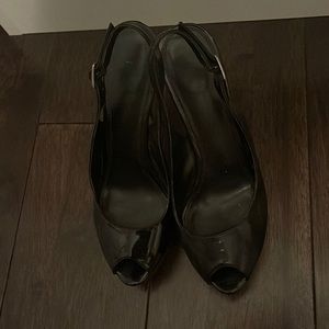 Open toe black. Sling back